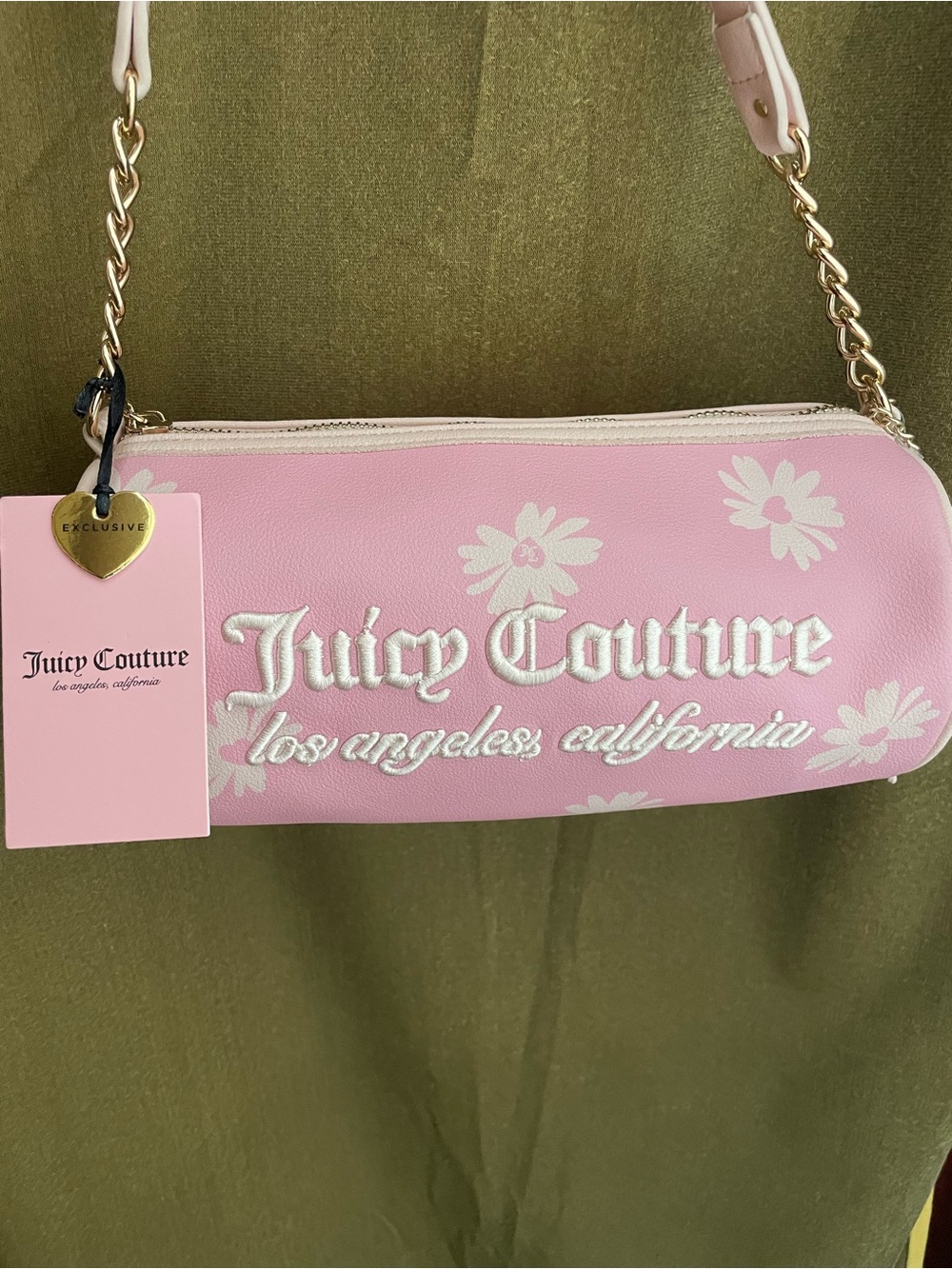 Juicy Couture Pink Daisy Print Barrel Shoulder Bag